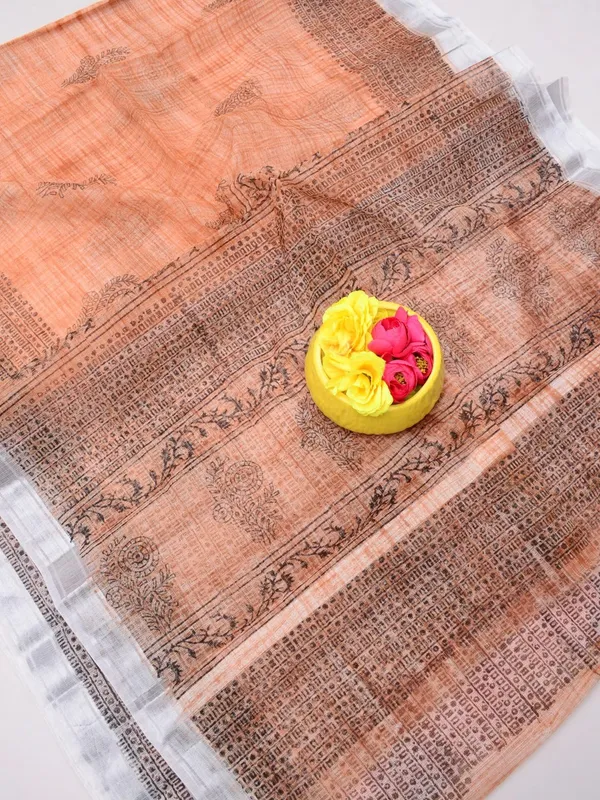 Varnika_Warm_Peach_Blockprint_Kota_Doria_Saree