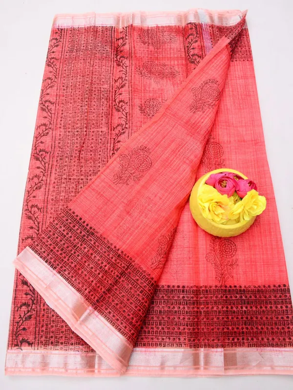 Varnika_Dark_Peach_Blockprint_Kota_Doria_Saree