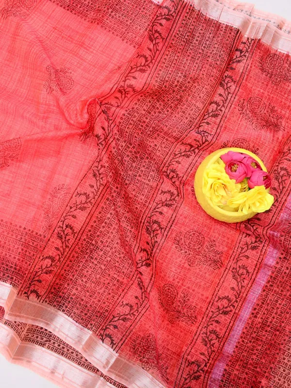 Varnika_Dark_Peach_Blockprint_Kota_Doria_Saree