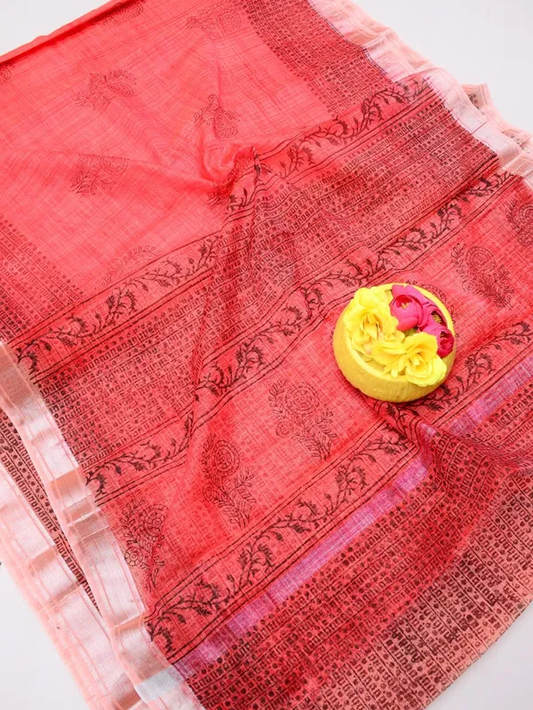 Varnika_Dark_Peach_Blockprint_Kota_Doria_Saree