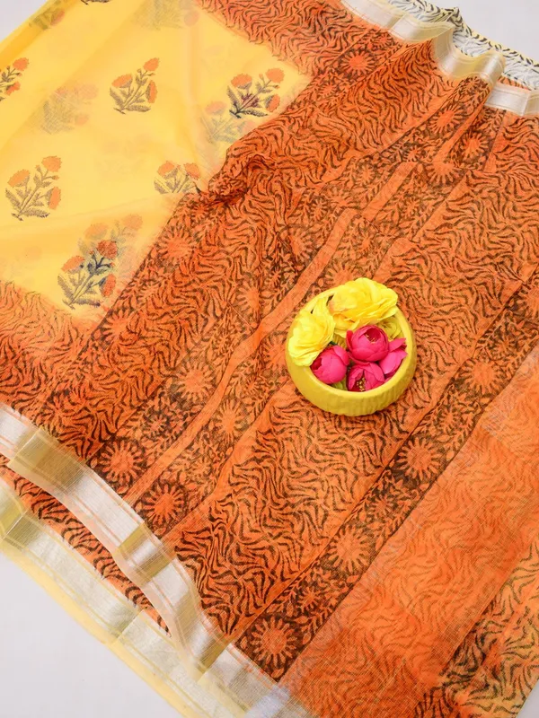 Varnika_Yellow_Kota_Doria_Blockprint_Saree
