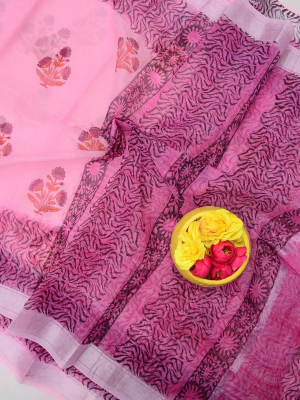 Varnika_Pink_Kota_Doria_Blockprint_Saree