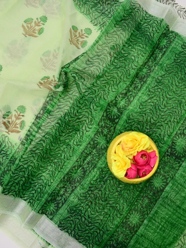 Varnika_Green_Kota_Doria_Blockprint_Saree