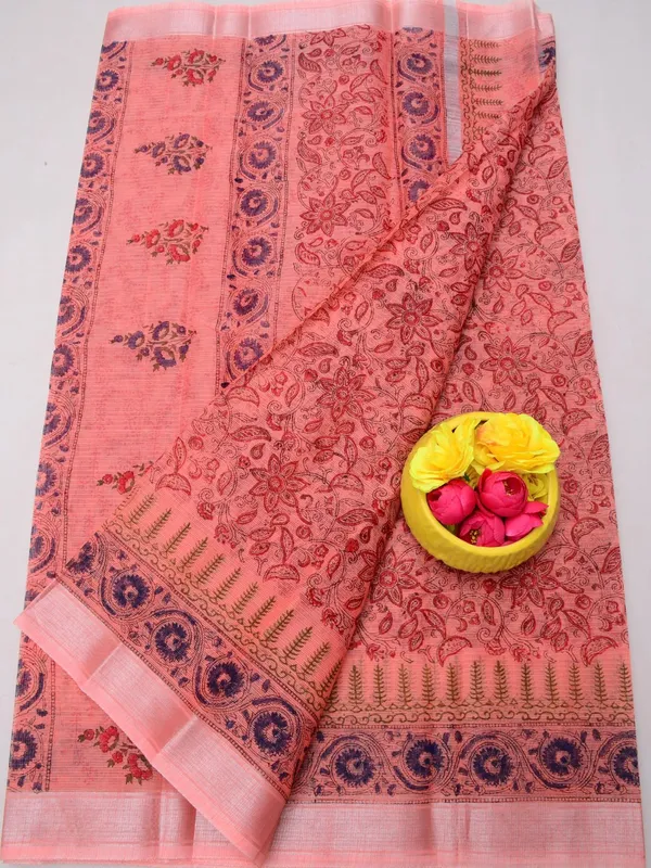Varnika_Block_Print_Kota_Doria_Saree_Peach