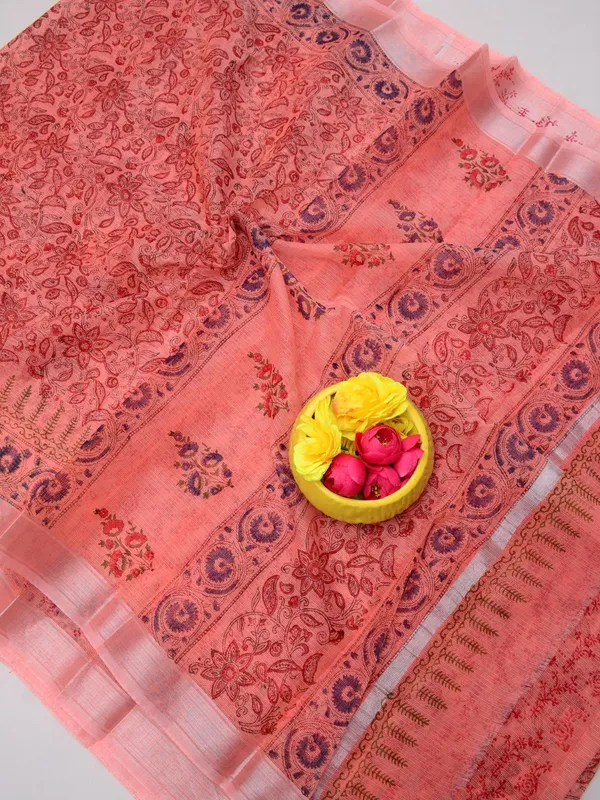 Varnika_Block_Print_Kota_Doria_Saree_Peach
