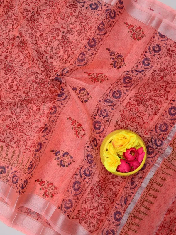 Varnika_Block_Print_Kota_Doria_Saree_Peach