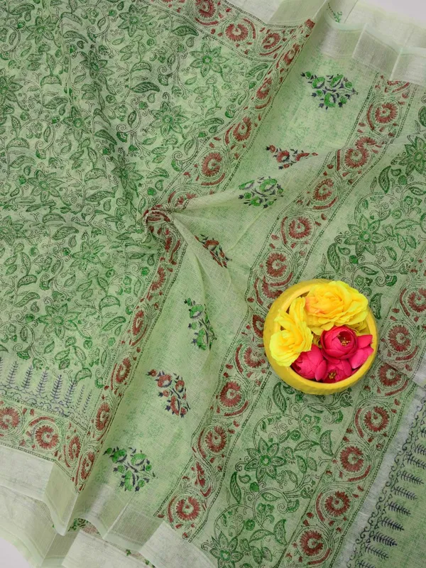 Varnika_Block_Print_Kota_Doria_Saree_Green