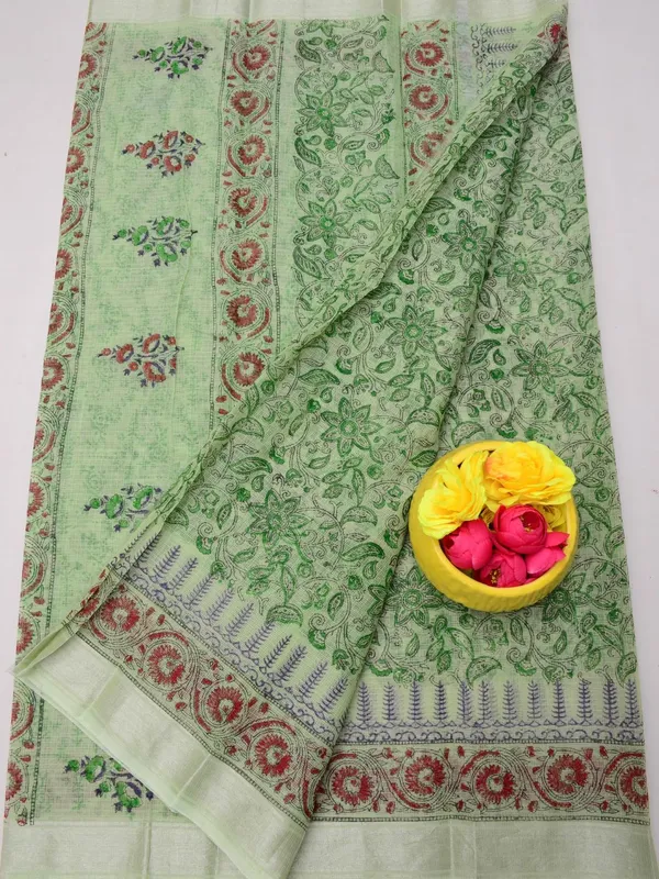 Varnika_Block_Print_Kota_Doria_Saree_Green
