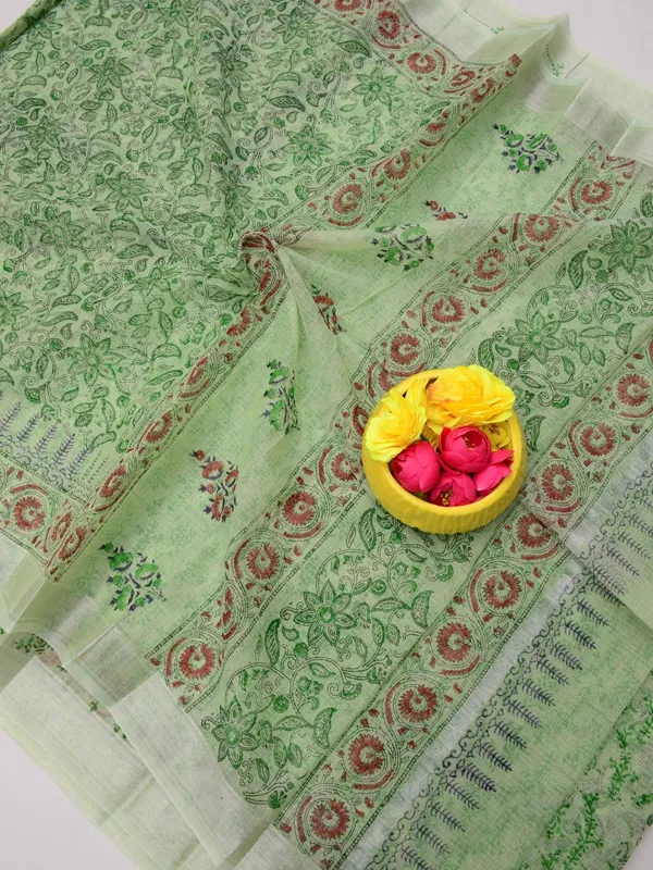 Varnika_Block_Print_Kota_Doria_Saree_Green