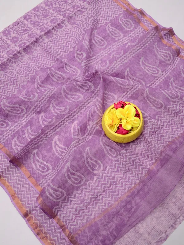 Varnika_Kota_Doria_Block_Print_Saree_Lavendar