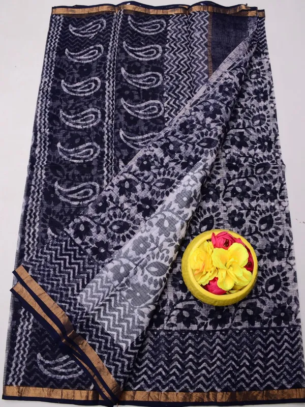 Varnika_Kota_Doria_Block_Print_Saree_Black
