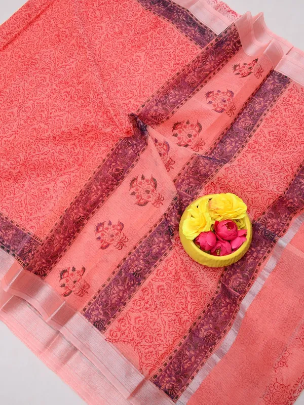 Varnika_Orange_Block_Print_Kota_Doria_Saree
