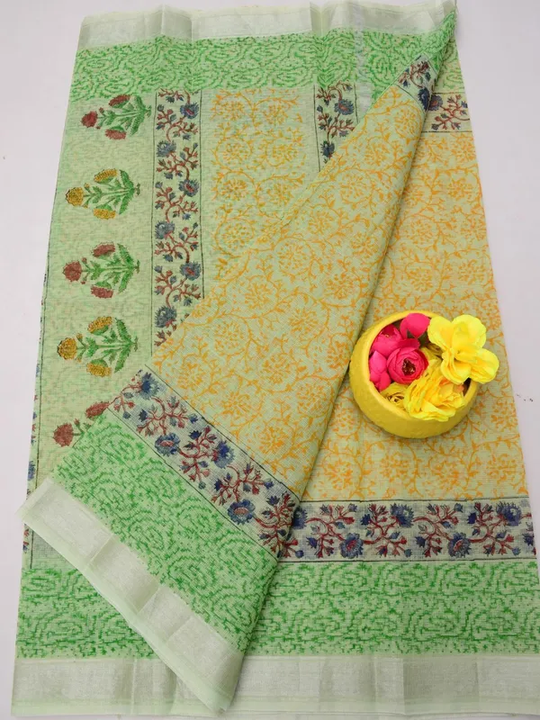 Varnika_Yellow_Kota_Doria_Block_Print_Saree