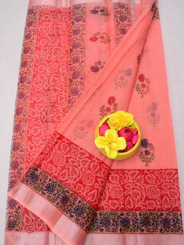 Varnika_Kota_Doria_Blockprint_Dark_Peach_Saree