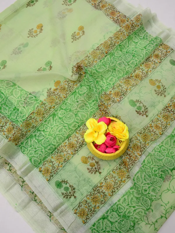 Varnika_Kota_Doria_Blockprint_Green_Saree
