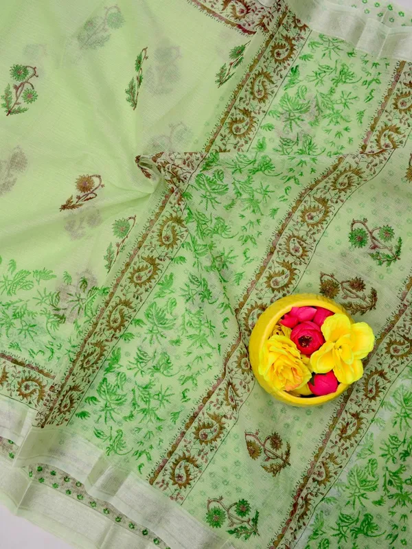 Varnika_Blockprint_Kota_Doria_Green_Saree