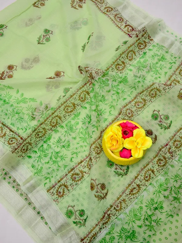 Varnika_Blockprint_Kota_Doria_Green_Saree