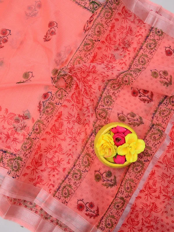 Varnika_Blockprint_Kota_Doria_Peach_Saree