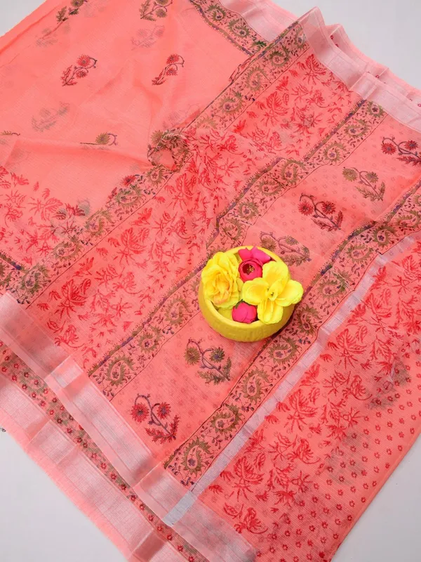 Varnika_Blockprint_Kota_Doria_Peach_Saree