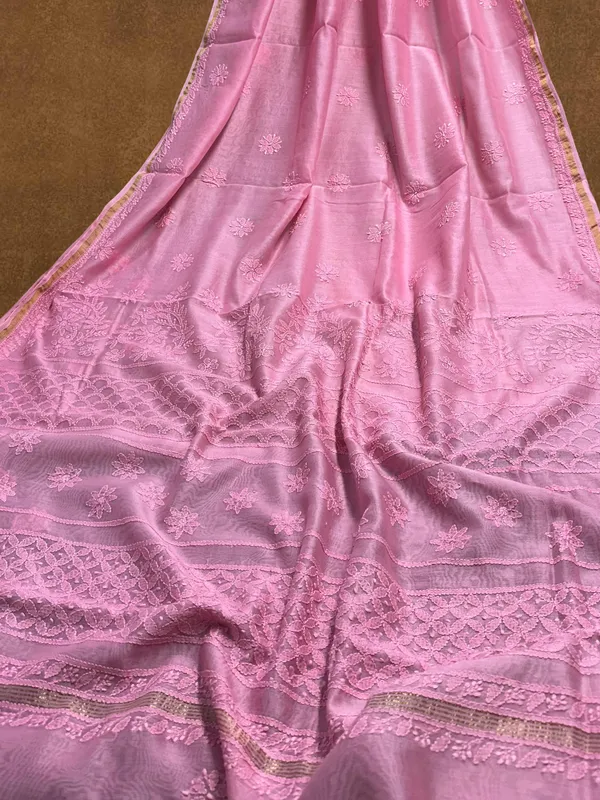 Novara_Chikankari_Pure_Chanderi_Silk_Saree_Dark_Pink