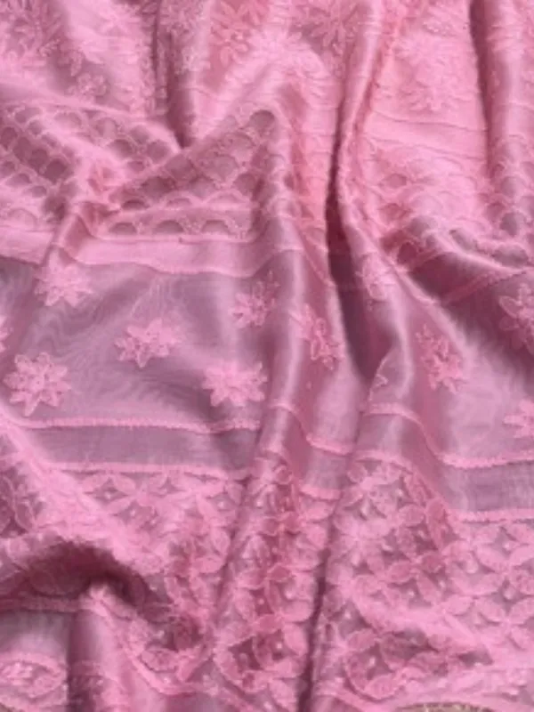 Novara_Chikankari_Pure_Chanderi_Silk_Saree_Dark_Pink