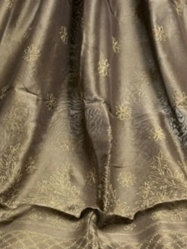 Novara_Chikankari_Pure_Chanderi_Silk_Saree_Brown