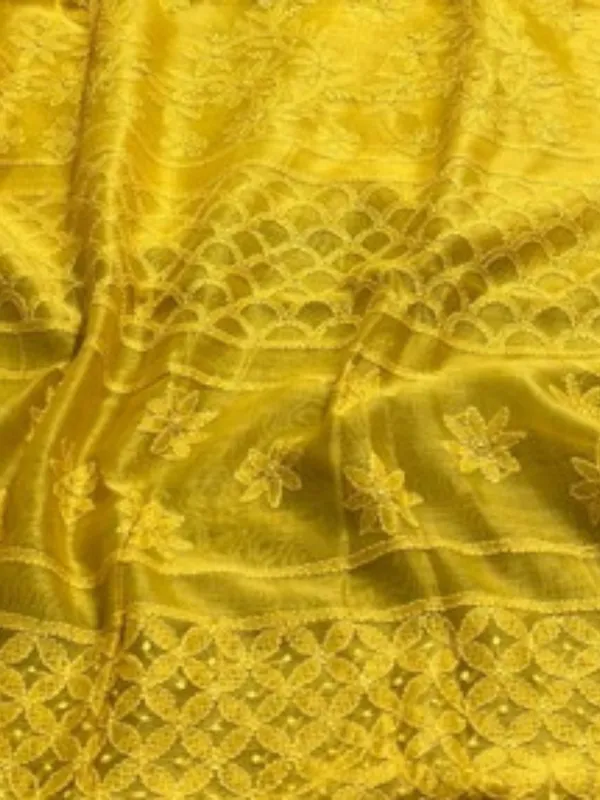 Novara_Chikankari_Pure_Chanderi_Silk_Saree_Yellow