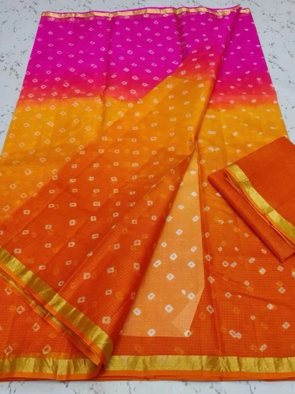 Noor_Bandhej_Pure_Kota_Silk_Saree_Orange_Pink