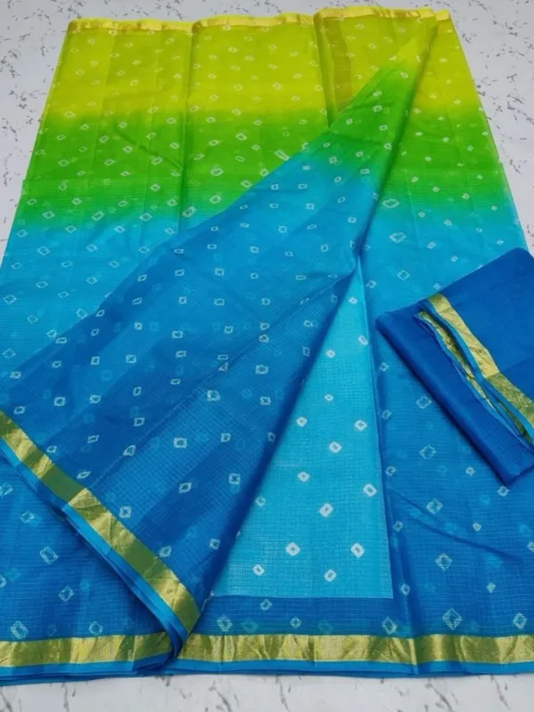 Noor_Bandhej_Pure_Kota_Silk_Saree_Green_Blue