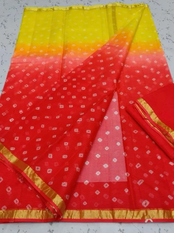 Noor_Bandhej_Pure_Kota_Silk_Saree_Red_Yellow