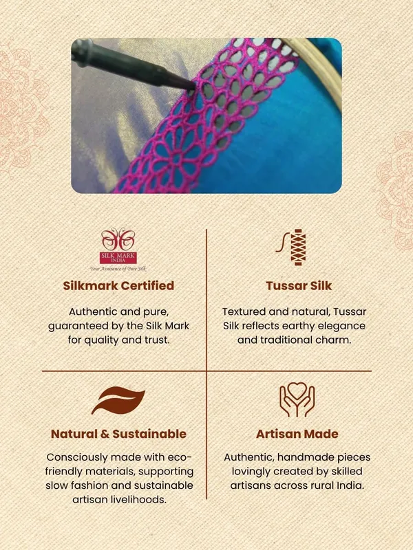 Silkmark_Certified_Tussar_Silk_Warm_Beige_Cutwork_Saree