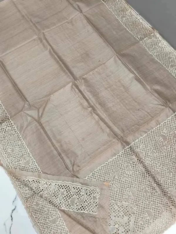 Silkmark_Certified_Tussar_Silk_Warm_Beige_Cutwork_Saree
