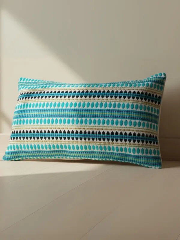 Khamma_Ghani_Jaquard_Turquoise_Blue_Pillow_Cover_(Set_of_2)