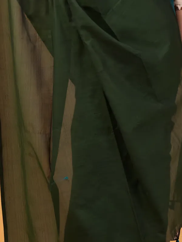 Earthloom_Handdyed_Khadi_Cotton_Saree_Dark_Green
