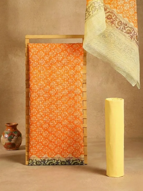 Avi_Roop_Blockprint_Pure_Kota_Doria_Suit_Warm_Orange