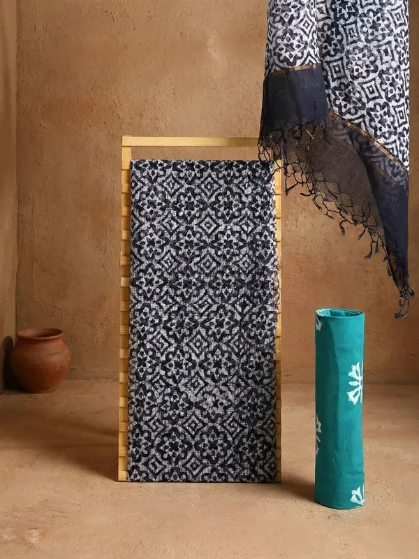 Rooh_Rang_Kota_Doria_Wax_Batik_Suit_Dark_Blue