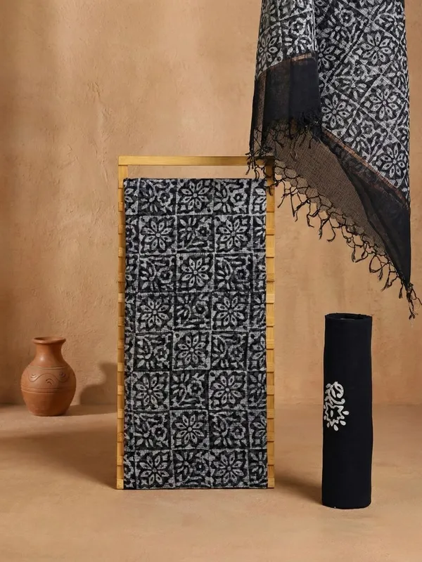 Rooh_Rang_Kota_Doria_Wax_Batik_Suit_Bold_Black