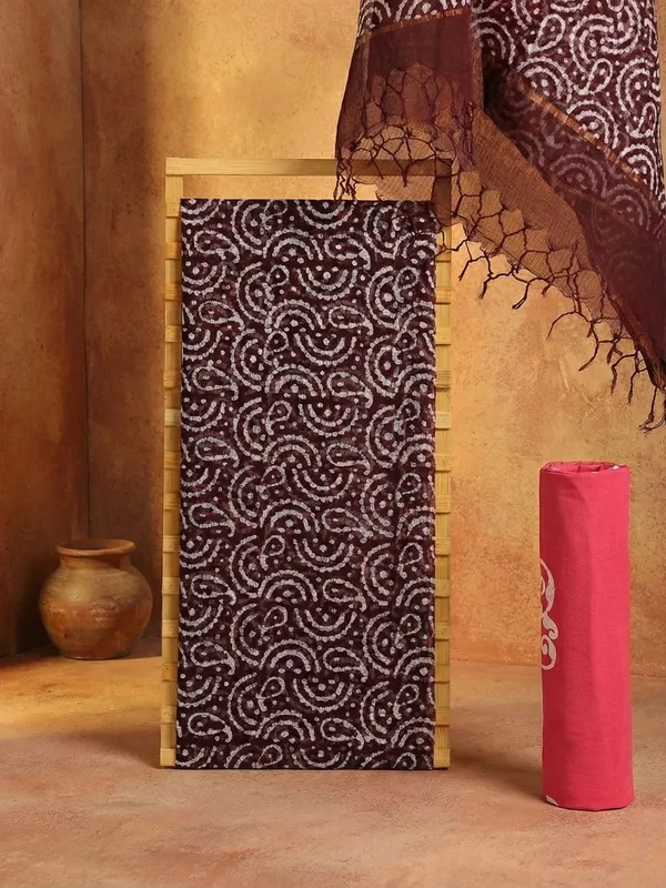 Rooh_Rang_Kota_Doria_Wax_Batik_Suit_Dark_Brown