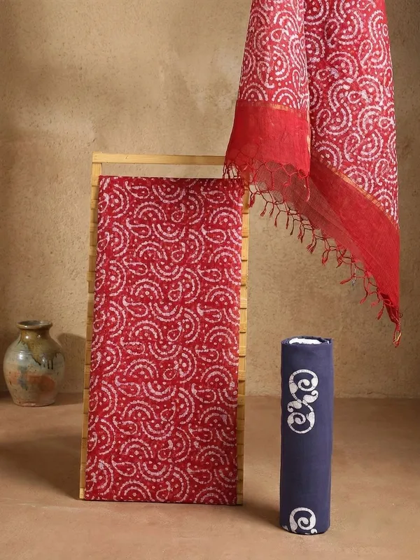 Rooh_Rang_Kota_Doria_Wax_Batik_Suit_Red