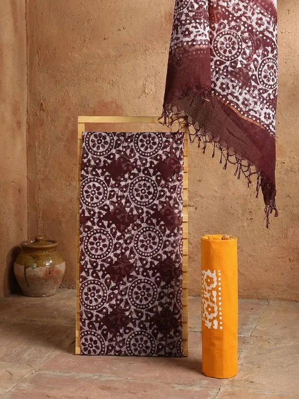 Rooh_Rang_Kota_Doria_Wax_Batik_Suit_Coffee_Brown