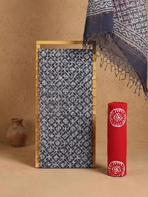 Rooh_Rang_Kota_Doria_Wax_Batik_Suit_Ink_Blue