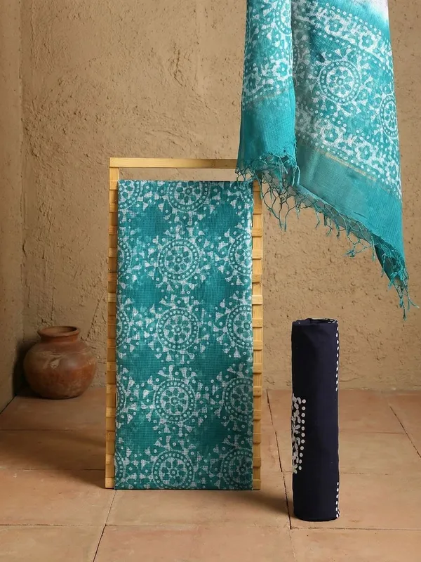 Rooh_Rang_Kota_Doria_Wax_Batik_Suit_Ocean_Green