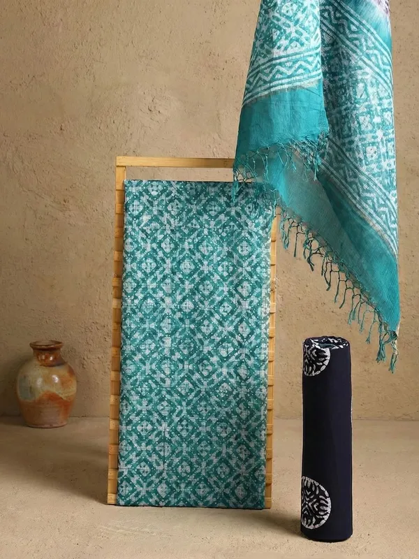 Rooh_Rang_Kota_Doria_Wax_Batik_Suit_Sea_Green