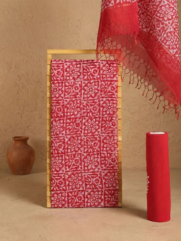 Rooh_Rang_Kota_Doria_Wax_Batik_Suit_Rose_Red
