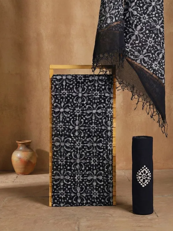 Rooh_Rang_Kota_Doria_Wax_Batik_Suit_Raven_Black