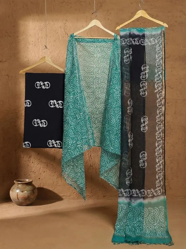 Rooh_Rang_Kota_Doria_Wax_Batik_Suit_Pine_Green
