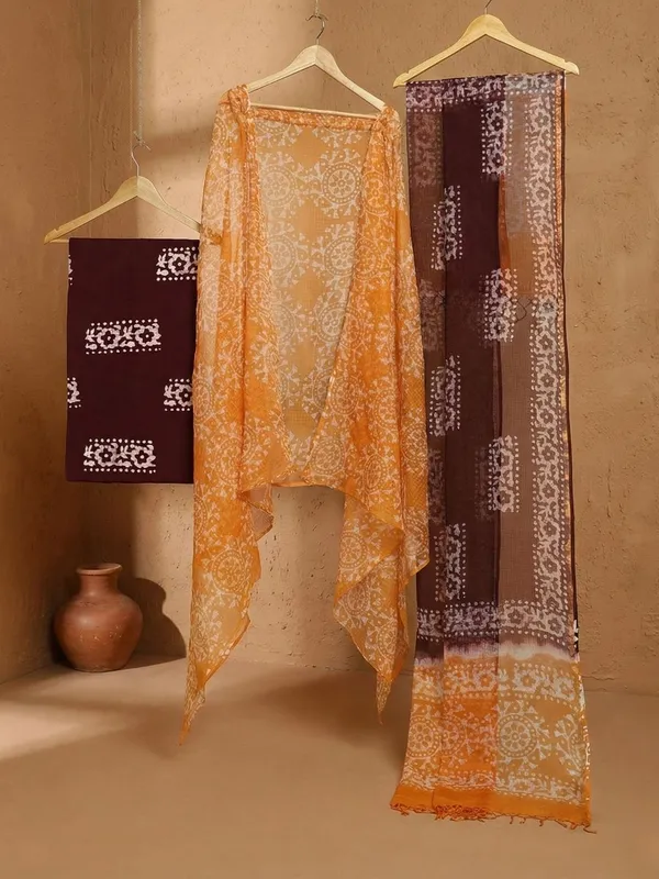 Rooh_Rang_Kota_Doria_Wax_Batik_Suit_Ochre_Yellow