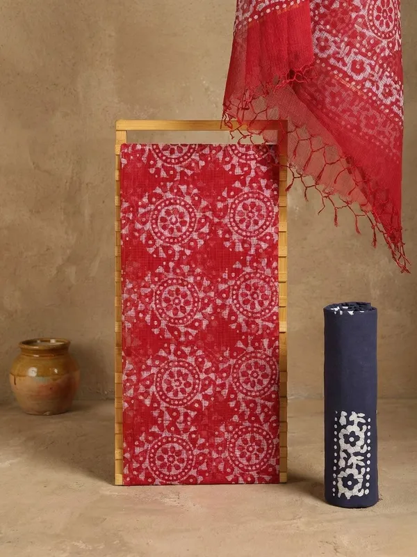 Rooh_Rang_Kota_Doria_Wax_Batik_Suit_Apple_Red