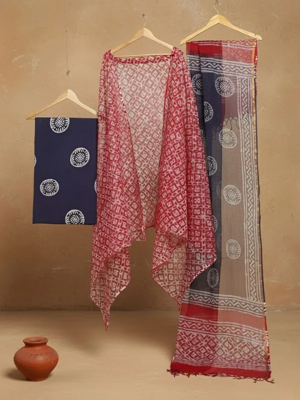 Rooh_Rang_Kota_Doria_Wax_Batik_Suit_Bold_Red