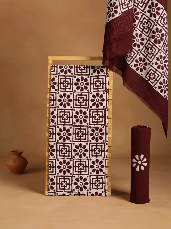 Aavya_Pure_Mul_Cotton_Wax_Batik_Suit_Cocoa_Brown